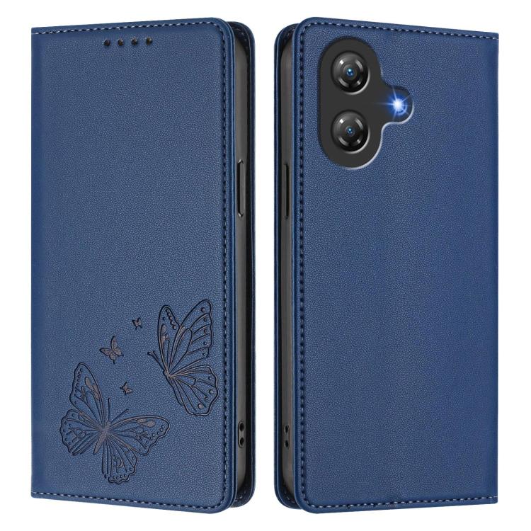 For Ulefone Note 21 Strong Magnetic Dual Butterfly RFID Vegan Leather Phone Case
