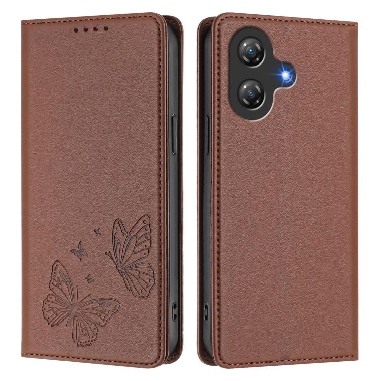 For Ulefone Note 21 Strong Magnetic Dual Butterfly RFID Vegan Leather Phone Case