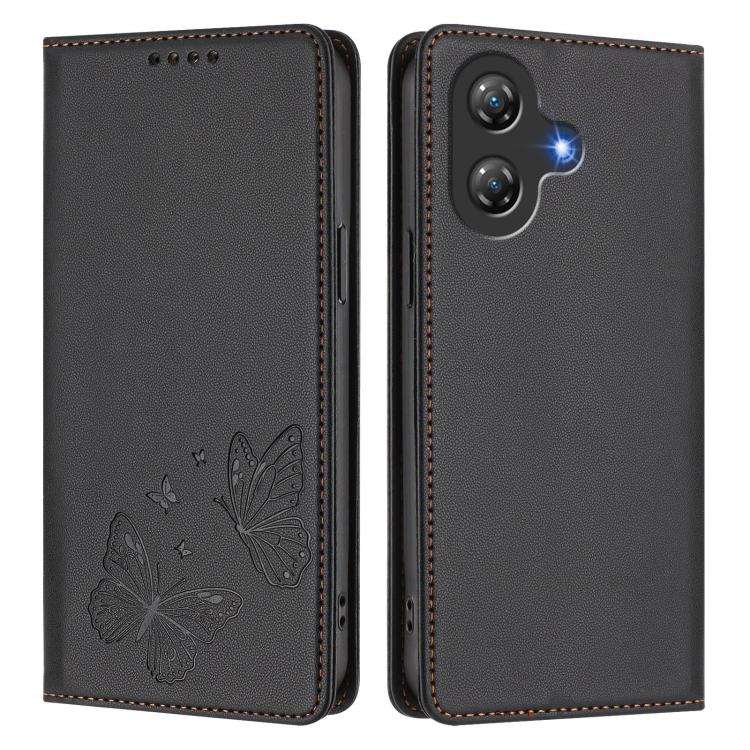 For Ulefone Note 21 Strong Magnetic Dual Butterfly RFID Vegan Leather Phone Case