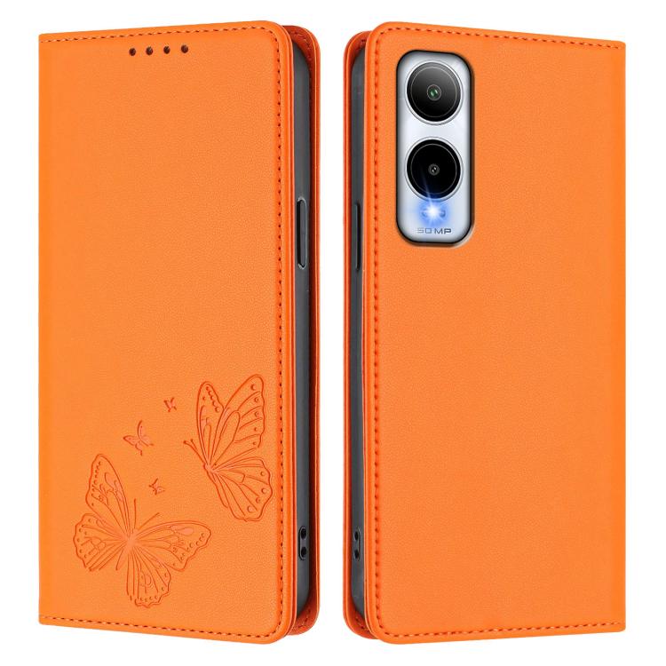 For Cricket Icon 6 / AT&T Verge Strong Magnetic Dual Butterfly RFID Vegan Leather Phone Case
