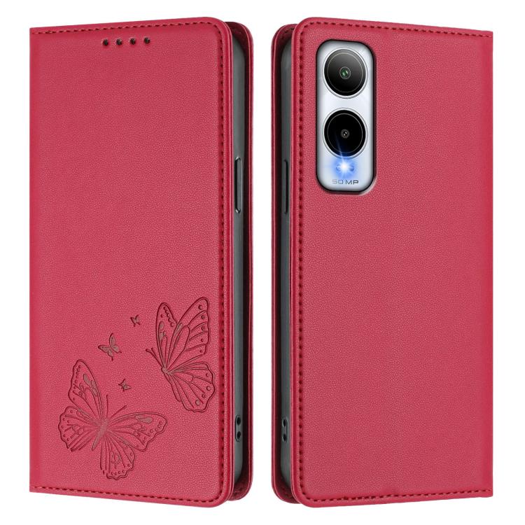 For Cricket Icon 6 / AT&T Verge Strong Magnetic Dual Butterfly RFID Vegan Leather Phone Case