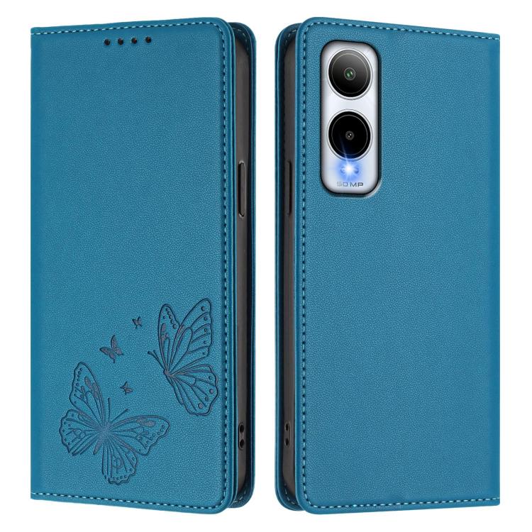 For Cricket Icon 6 / AT&T Verge Strong Magnetic Dual Butterfly RFID Vegan Leather Phone Case