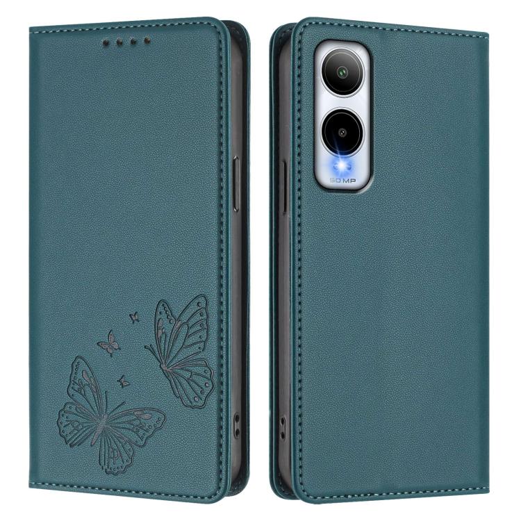 For Cricket Icon 6 / AT&T Verge Strong Magnetic Dual Butterfly RFID Vegan Leather Phone Case