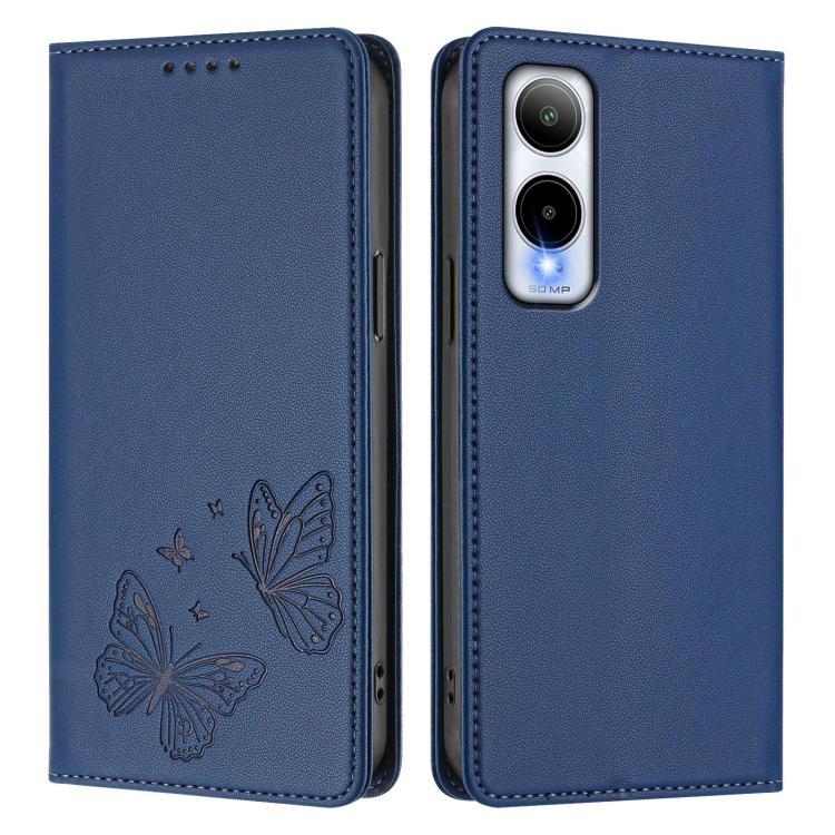 For Cricket Icon 6 / AT&T Verge Strong Magnetic Dual Butterfly RFID Vegan Leather Phone Case