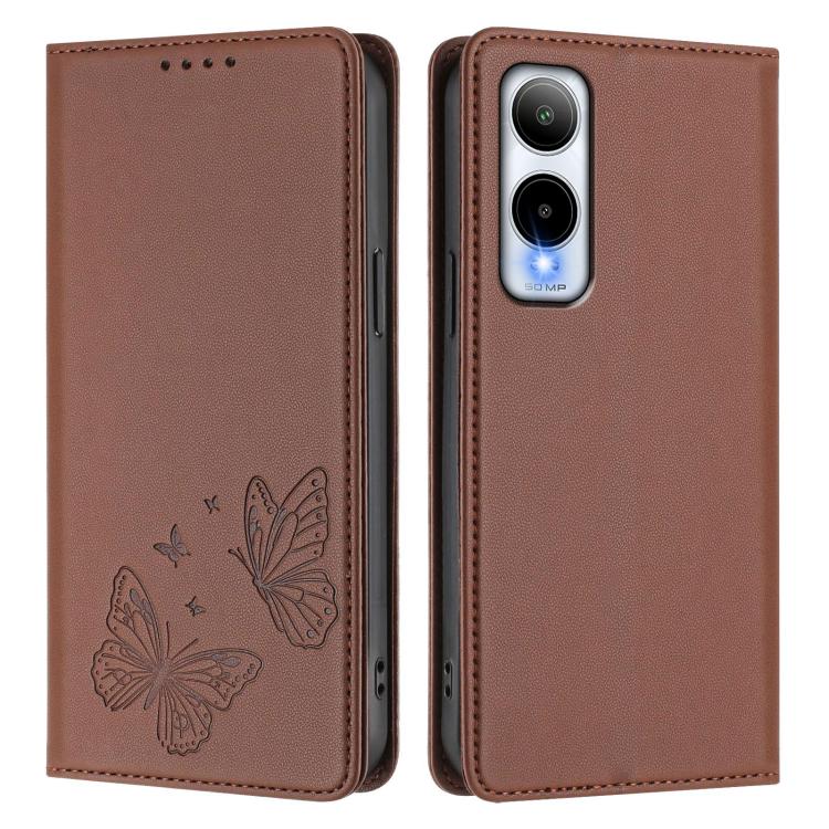 For Cricket Icon 6 / AT&T Verge Strong Magnetic Dual Butterfly RFID Vegan Leather Phone Case