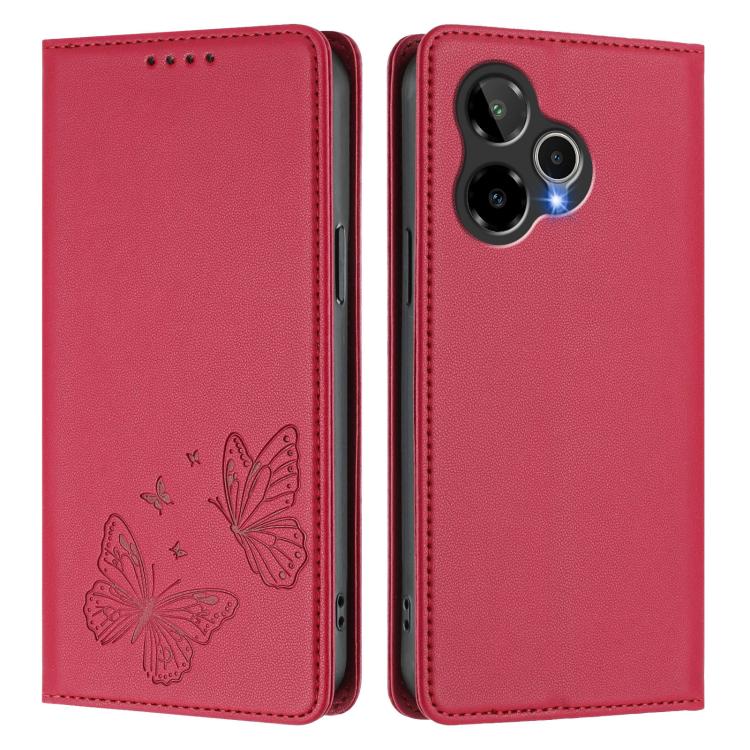 For Cricket Icon 7 5G / Icon Plus 2026 Strong Magnetic Dual Butterfly RFID Vegan Leather Phone Case