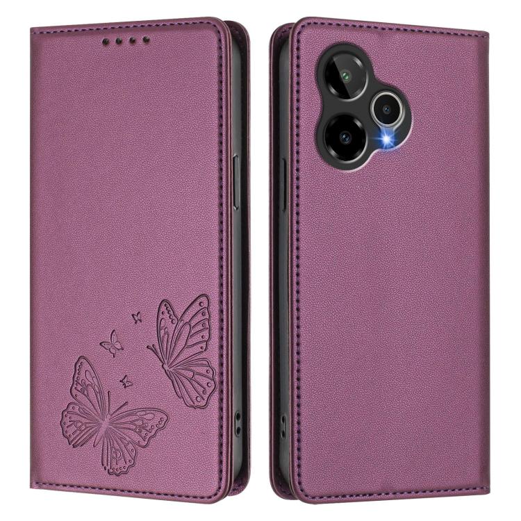 For Cricket Icon 7 5G / Icon Plus 2026 Strong Magnetic Dual Butterfly RFID Vegan Leather Phone Case