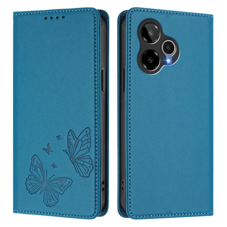 For Cricket Icon 7 5G / Icon Plus 2026 Strong Magnetic Dual Butterfly RFID Vegan Leather Phone Case