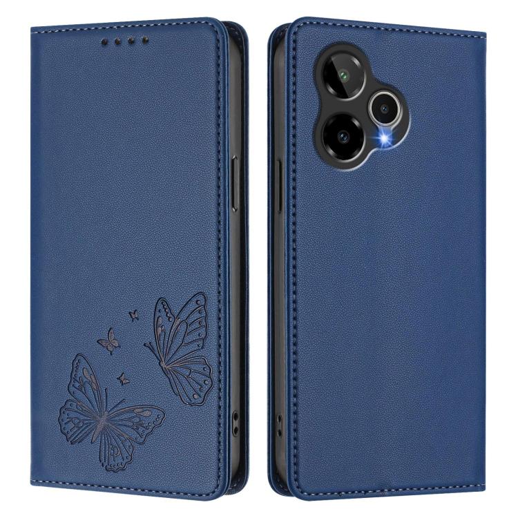 For Cricket Icon 7 5G / Icon Plus 2026 Strong Magnetic Dual Butterfly RFID Vegan Leather Phone Case