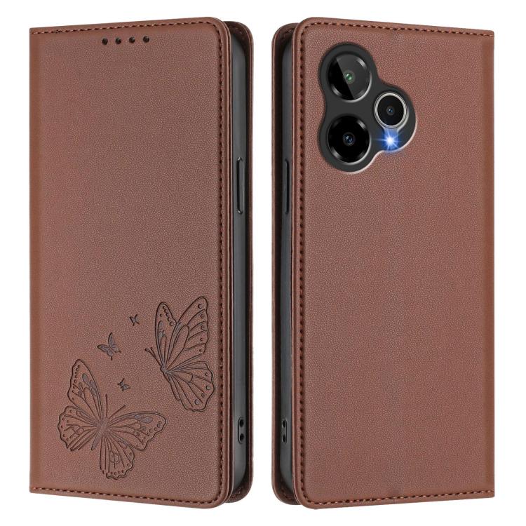 For Cricket Icon 7 5G / Icon Plus 2026 Strong Magnetic Dual Butterfly RFID Vegan Leather Phone Case