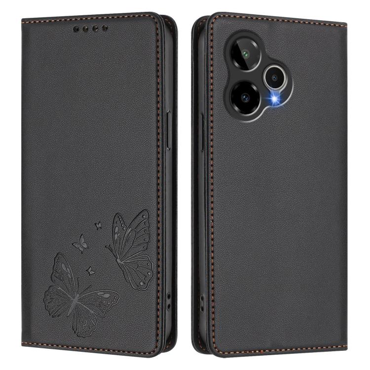 For Cricket Icon 7 5G / Icon Plus 2026 Strong Magnetic Dual Butterfly RFID Vegan Leather Phone Case