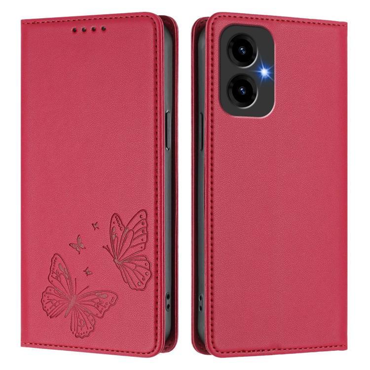 For Cricket Icon 2026 / AT&T Propel 3 5G Strong Magnetic Dual Butterfly RFID Vegan Leather Phone Case