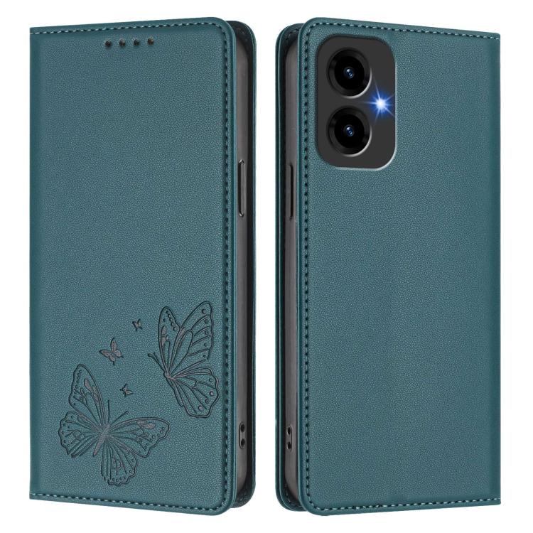 For Cricket Icon 2026 / AT&T Propel 3 5G Strong Magnetic Dual Butterfly RFID Vegan Leather Phone Case