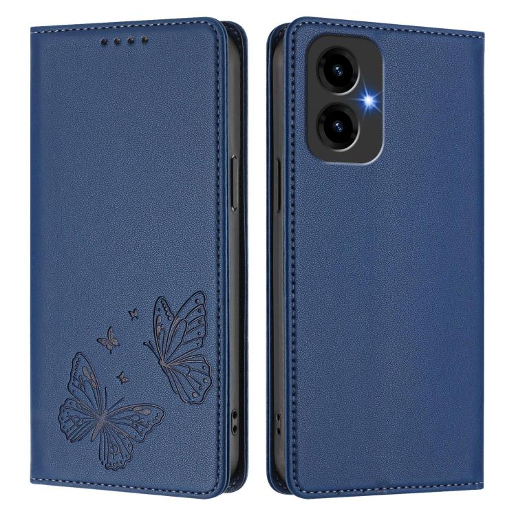 For Cricket Icon 2026 / AT&T Propel 3 5G Strong Magnetic Dual Butterfly RFID Vegan Leather Phone Case