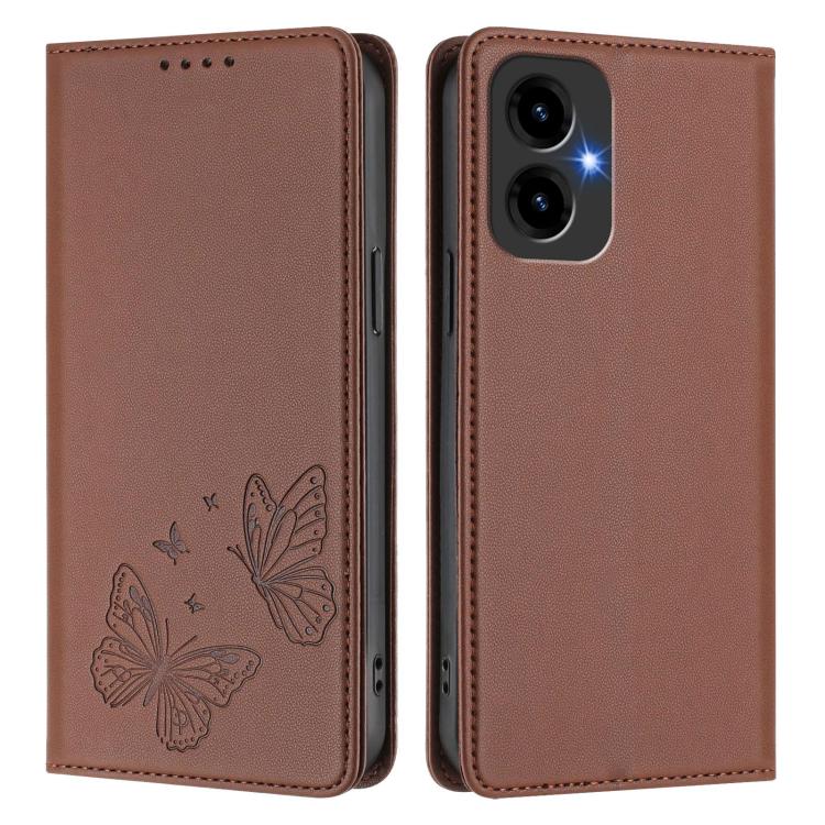 For Cricket Icon 2026 / AT&T Propel 3 5G Strong Magnetic Dual Butterfly RFID Vegan Leather Phone Case