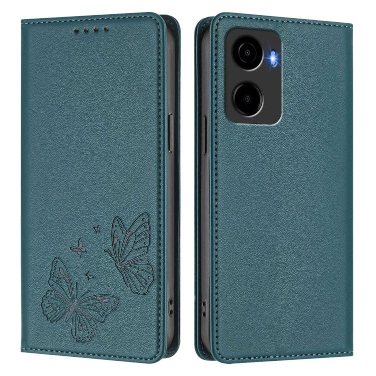 For Cricket Magic 2 5G Strong Magnetic Dual Butterfly RFID Vegan Leather Phone Case