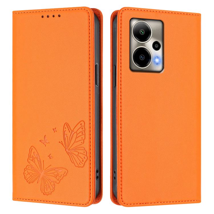 For Cricket Outlast Strong Magnetic Dual Butterfly RFID Vegan Leather Phone Case
