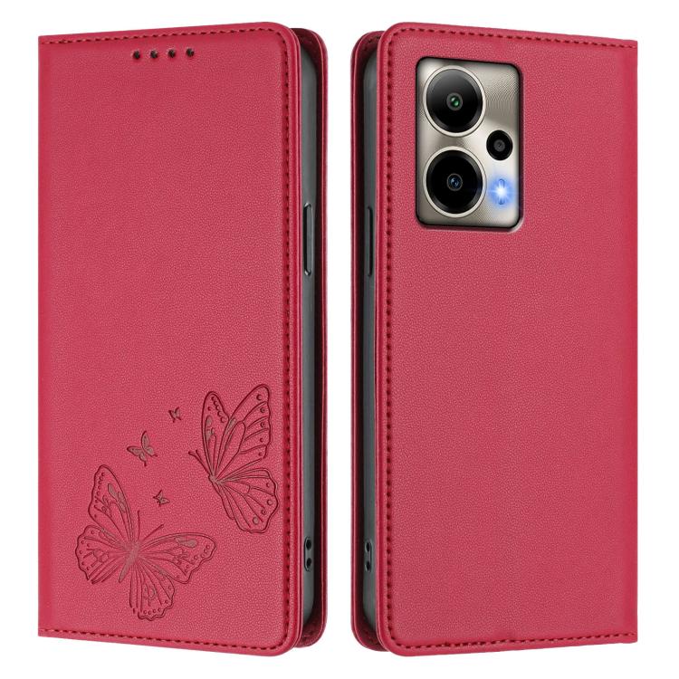 For Cricket Outlast Strong Magnetic Dual Butterfly RFID Vegan Leather Phone Case