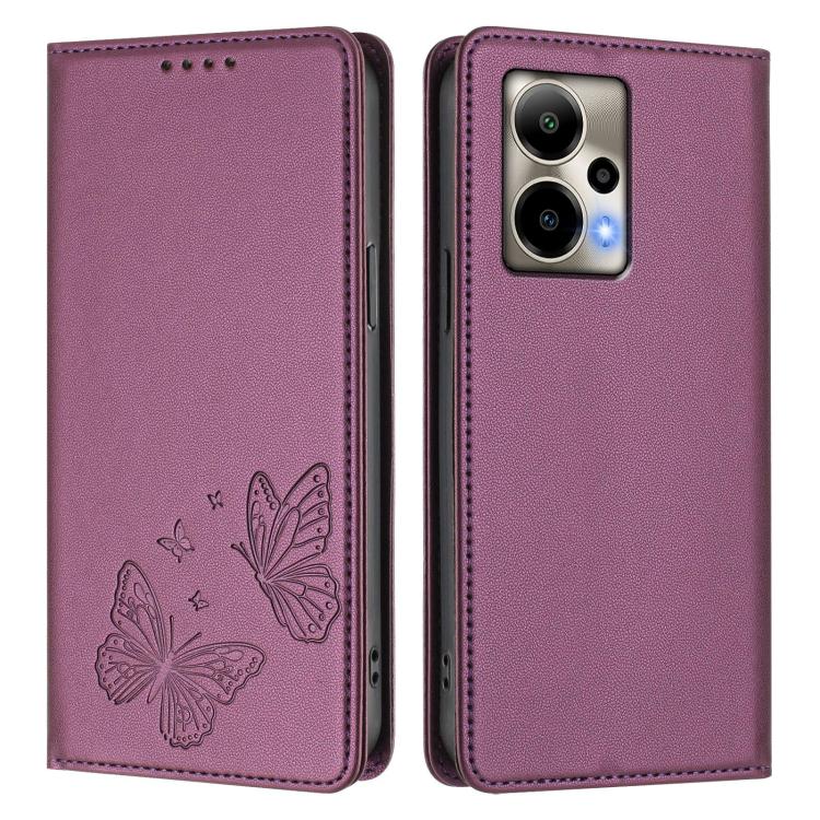 For Cricket Outlast Strong Magnetic Dual Butterfly RFID Vegan Leather Phone Case