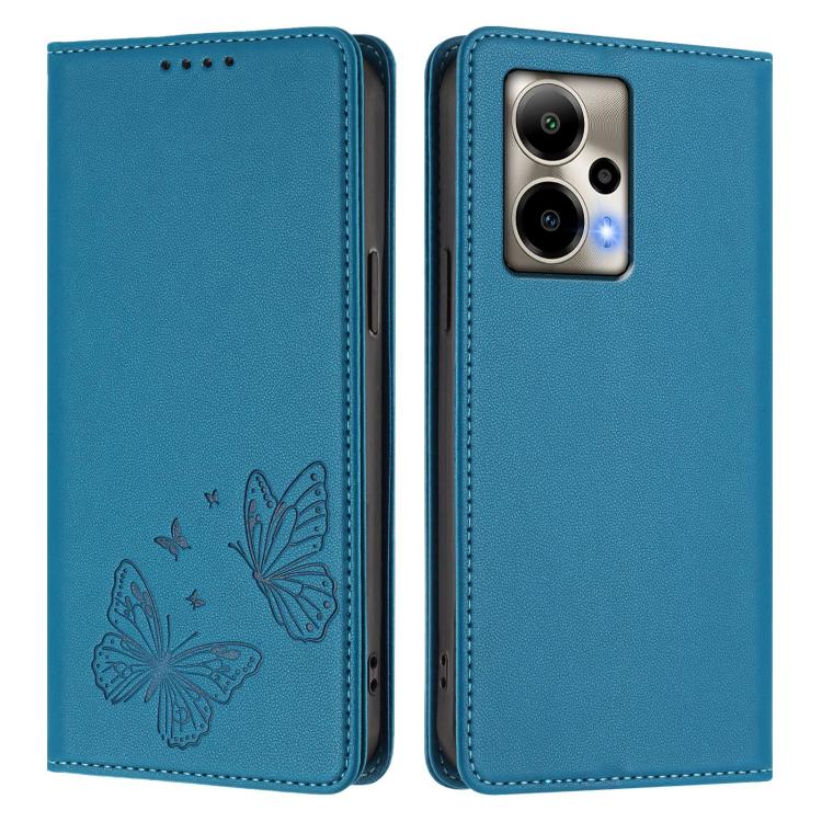 For Cricket Outlast Strong Magnetic Dual Butterfly RFID Vegan Leather Phone Case
