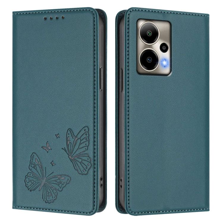 For Cricket Outlast Strong Magnetic Dual Butterfly RFID Vegan Leather Phone Case