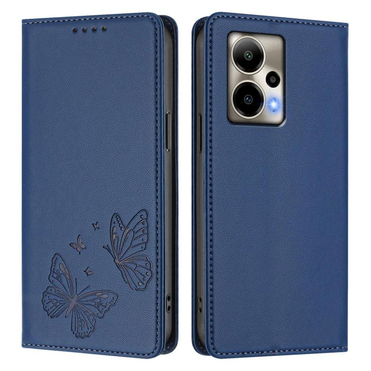 For Cricket Outlast Strong Magnetic Dual Butterfly RFID Vegan Leather Phone Case