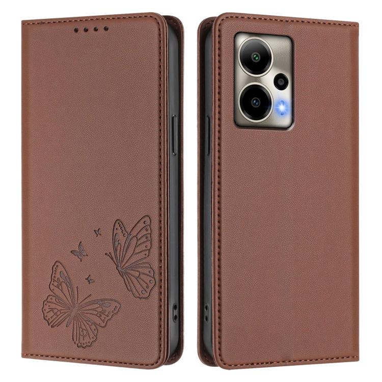 For Cricket Outlast Strong Magnetic Dual Butterfly RFID Vegan Leather Phone Case