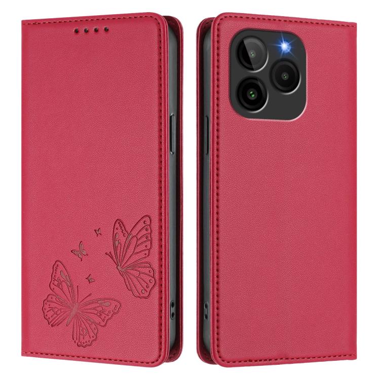 For BLU Bold K10 / BLU G54 Strong Magnetic Dual Butterfly RFID Vegan Leather Phone Case