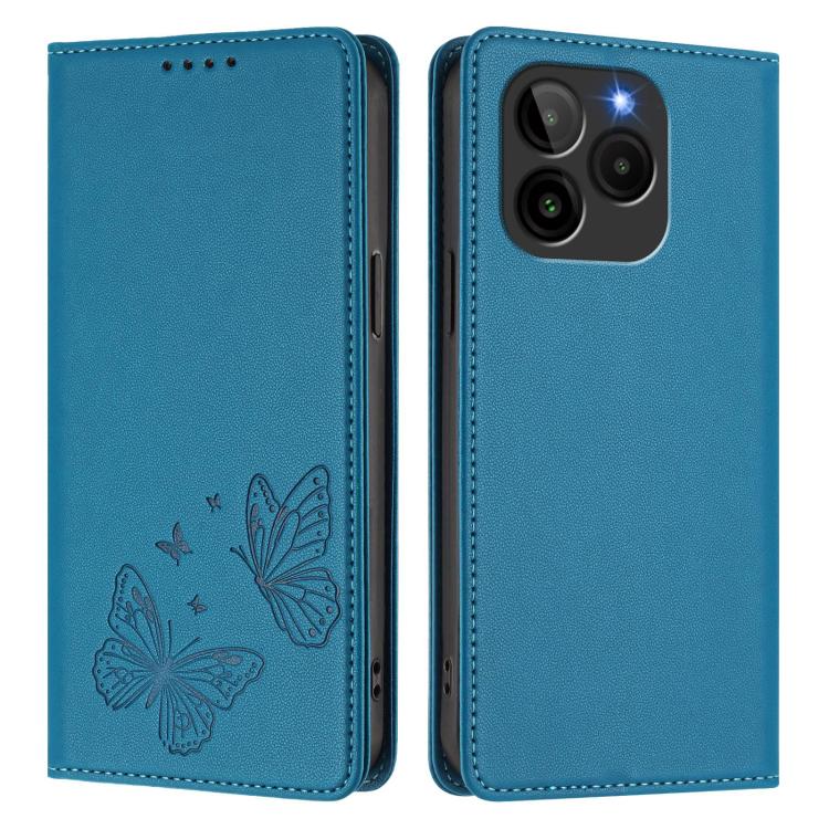 For BLU Bold K10 / BLU G54 Strong Magnetic Dual Butterfly RFID Vegan Leather Phone Case