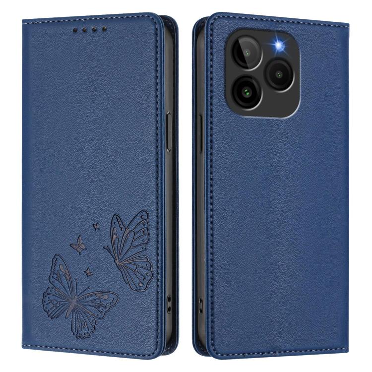 For BLU Bold K10 / BLU G54 Strong Magnetic Dual Butterfly RFID Vegan Leather Phone Case