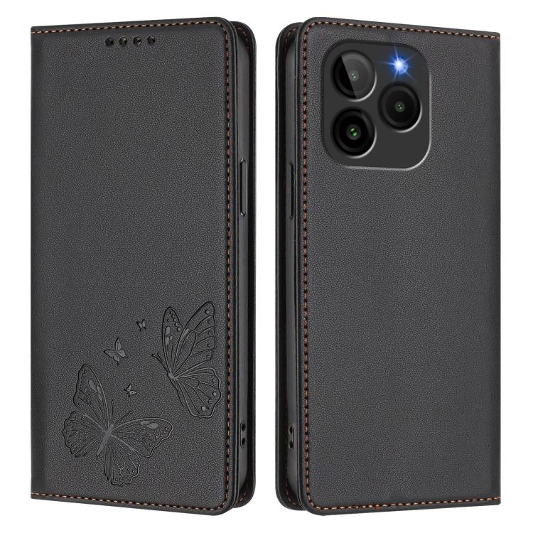 For BLU Bold K10 / BLU G54 Strong Magnetic Dual Butterfly RFID Vegan Leather Phone Case
