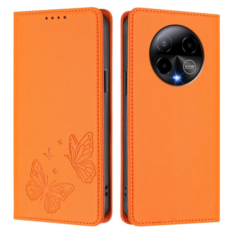 For BLU Bold K50 Strong Magnetic Dual Butterfly RFID Vegan Leather Phone Case