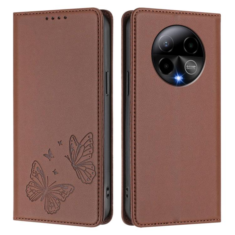 For BLU Bold K50 Strong Magnetic Dual Butterfly RFID Vegan Leather Phone Case