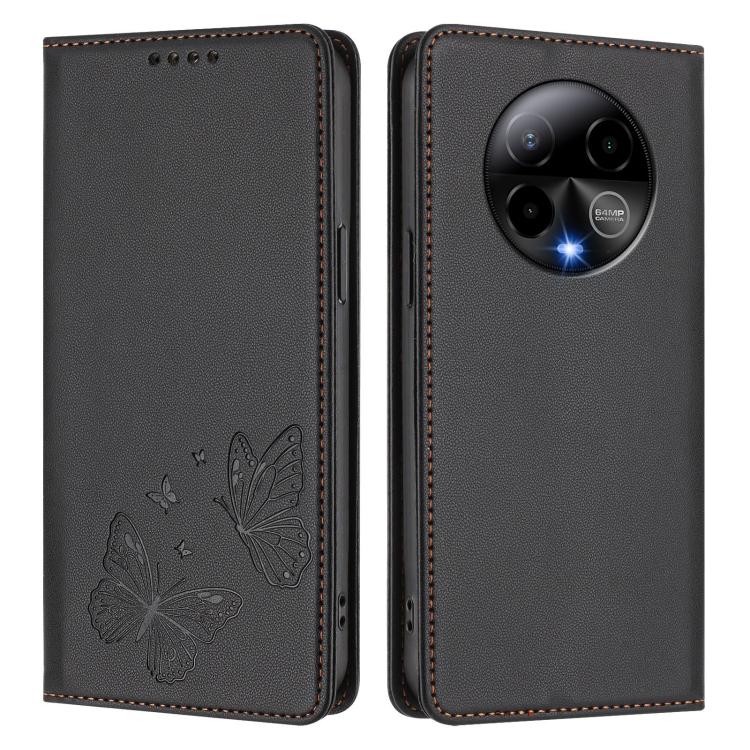For BLU Bold K50 Strong Magnetic Dual Butterfly RFID Vegan Leather Phone Case