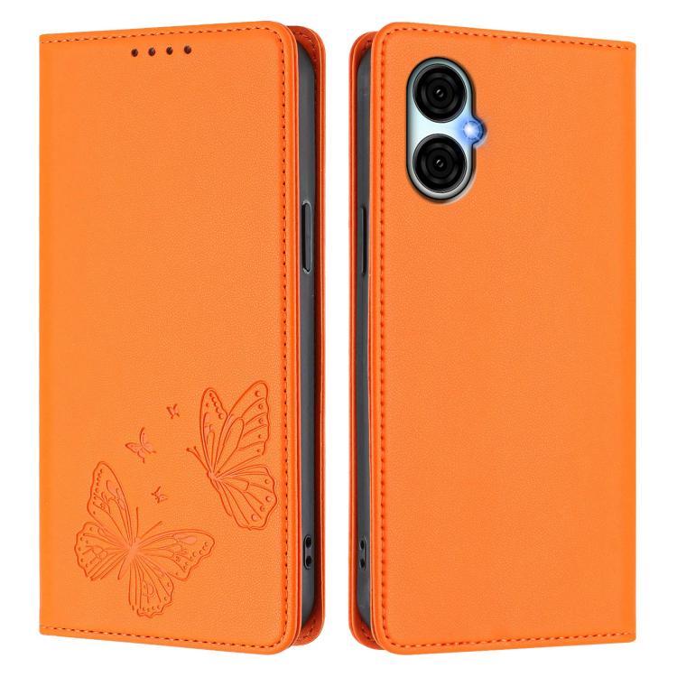For BLU G53 Strong Magnetic Dual Butterfly RFID Vegan Leather Phone Case