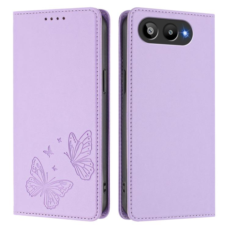 For BLU G95 Strong Magnetic Dual Butterfly RFID Vegan Leather Phone Case