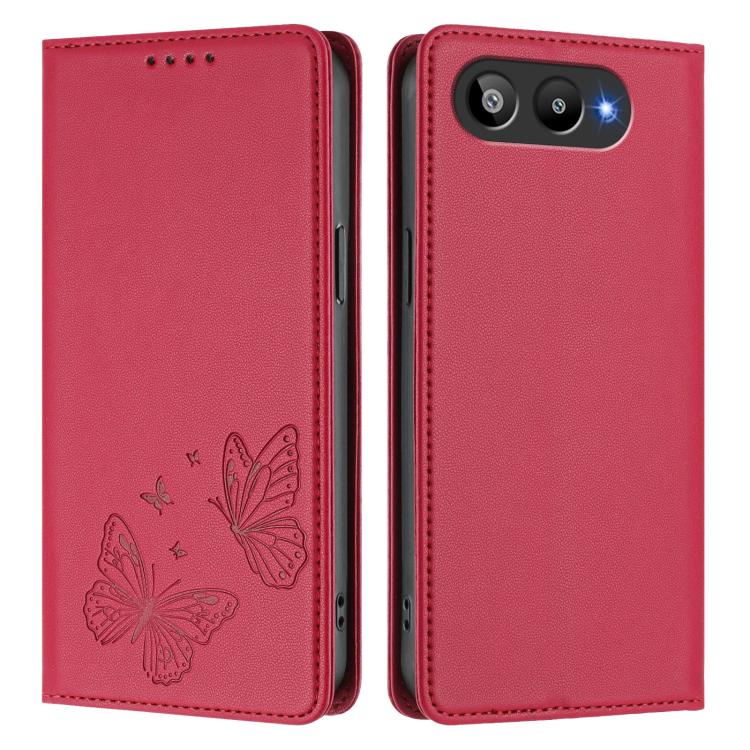 For BLU G95 Strong Magnetic Dual Butterfly RFID Vegan Leather Phone Case