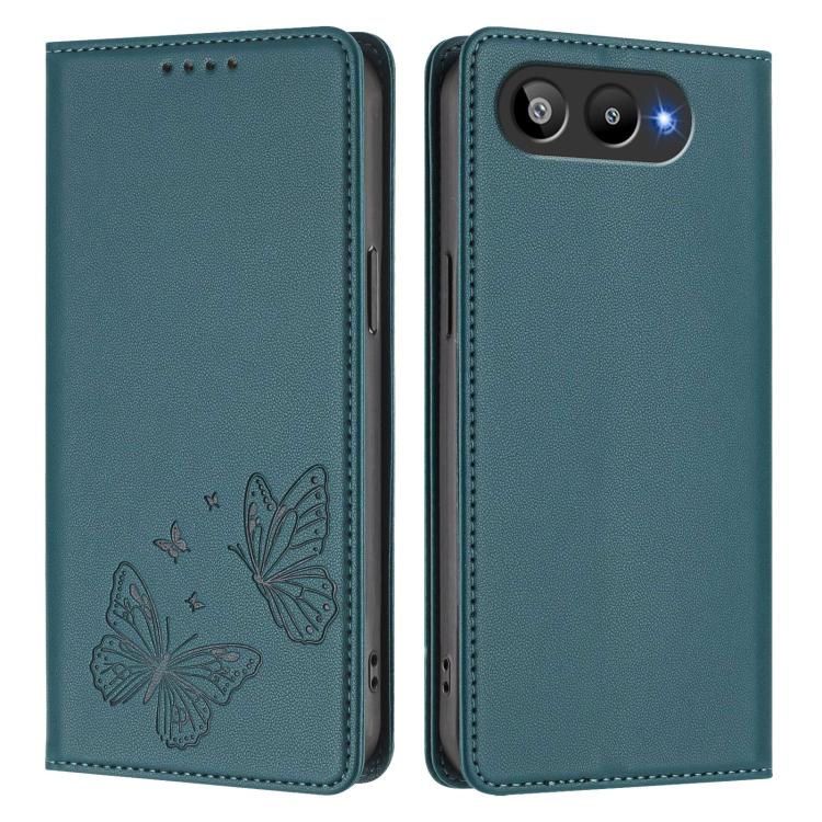 For BLU G95 Strong Magnetic Dual Butterfly RFID Vegan Leather Phone Case