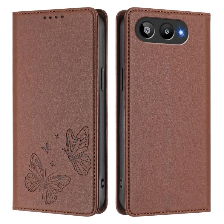 For BLU G95 Strong Magnetic Dual Butterfly RFID Vegan Leather Phone Case