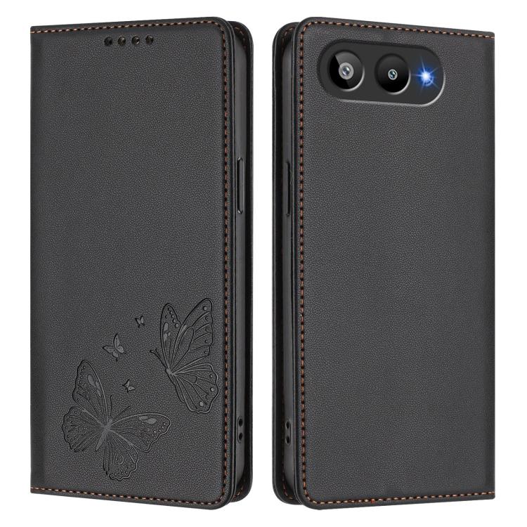 For BLU G95 Strong Magnetic Dual Butterfly RFID Vegan Leather Phone Case