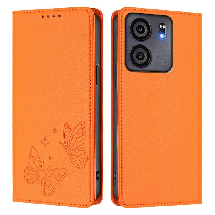 For BLU View 5 Strong Magnetic Dual Butterfly RFID Vegan Leather Phone Case