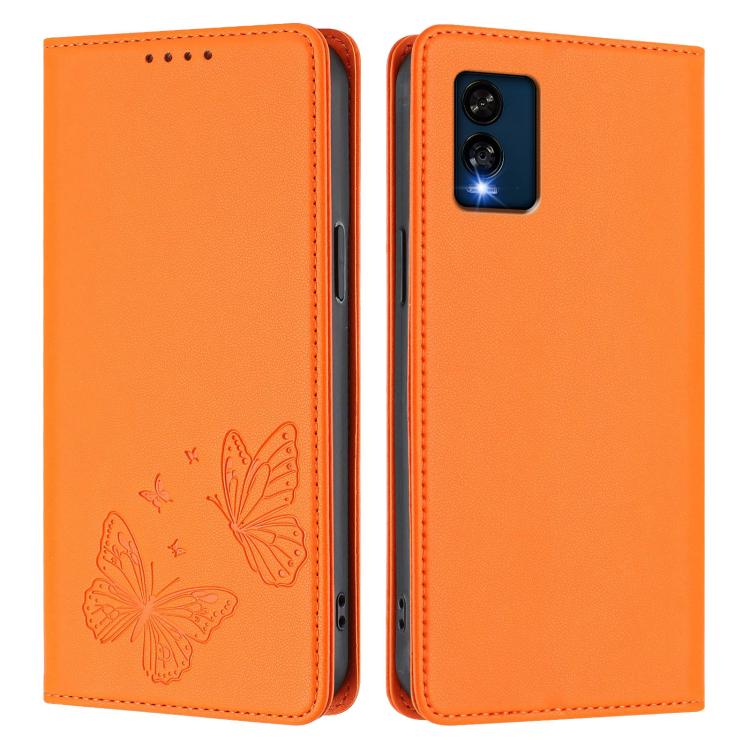 For BLU View Speed 5G Strong Magnetic Dual Butterfly RFID Vegan Leather Phone Case