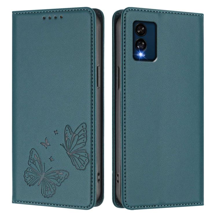 For BLU View Speed 5G Strong Magnetic Dual Butterfly RFID Vegan Leather Phone Case