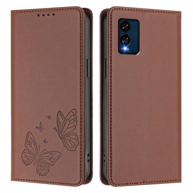 For BLU View Speed 5G Strong Magnetic Dual Butterfly RFID Vegan Leather Phone Case