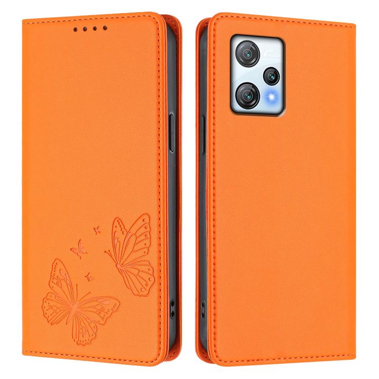 For Blackview A53 Strong Magnetic Dual Butterfly RFID Vegan Leather Phone Case