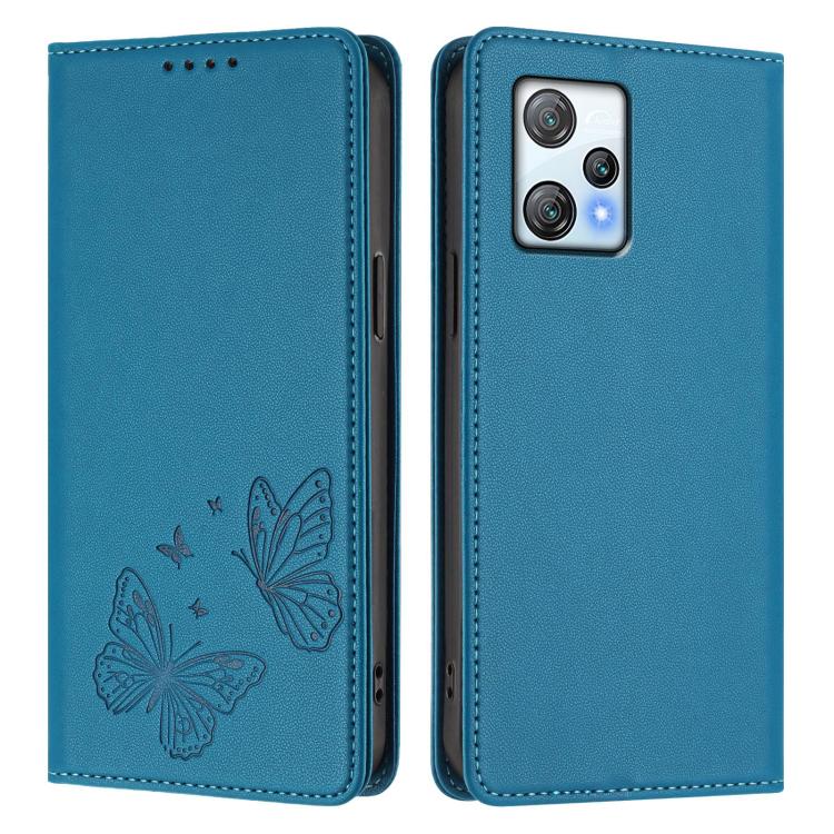 For Blackview A53 Strong Magnetic Dual Butterfly RFID Vegan Leather Phone Case