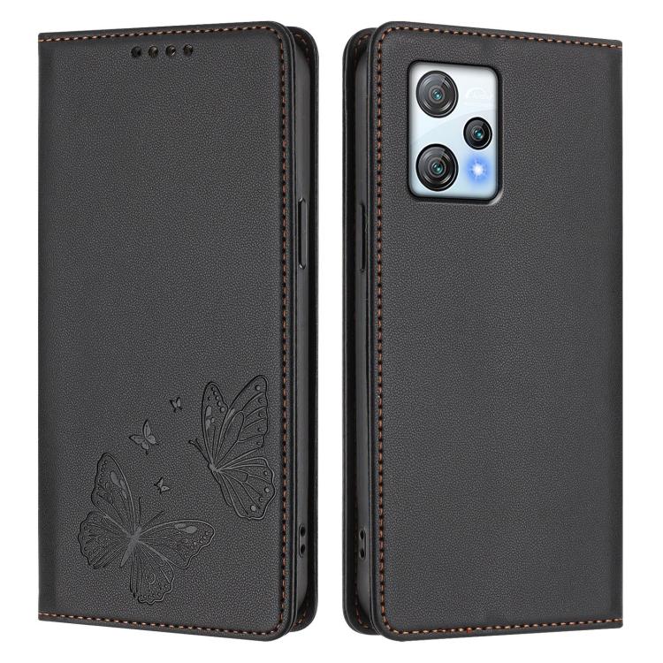 For Blackview A53 Strong Magnetic Dual Butterfly RFID Vegan Leather Phone Case