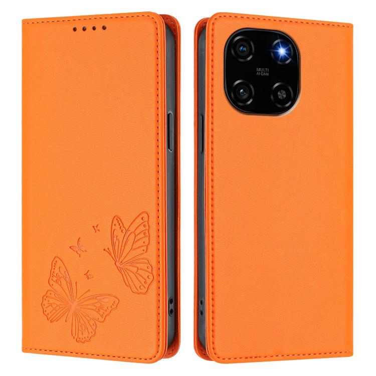 For Blackview Color 6 Strong Magnetic Dual Butterfly RFID Vegan Leather Phone Case
