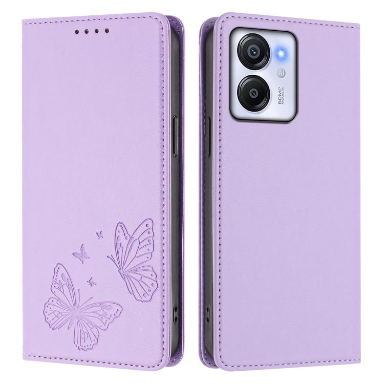 For Blackview Oscal Modern 8 / Color 8 Strong Magnetic Dual Butterfly RFID Vegan Leather Phone Case