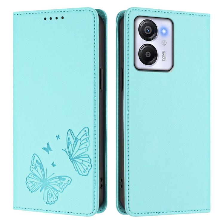 For Blackview Oscal Modern 8 / Color 8 Strong Magnetic Dual Butterfly RFID Vegan Leather Phone Case